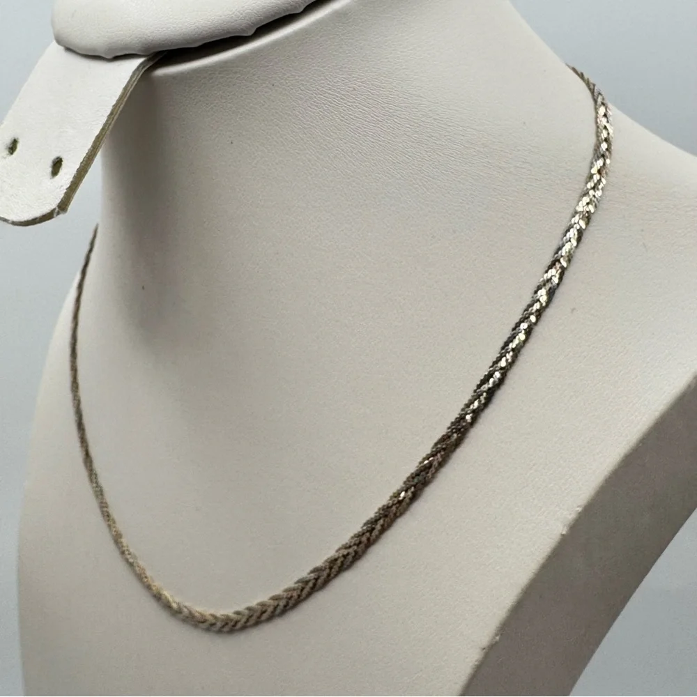Elegant Vior Sterling Silver Multi Strand Woven Chain Necklace 15.5”